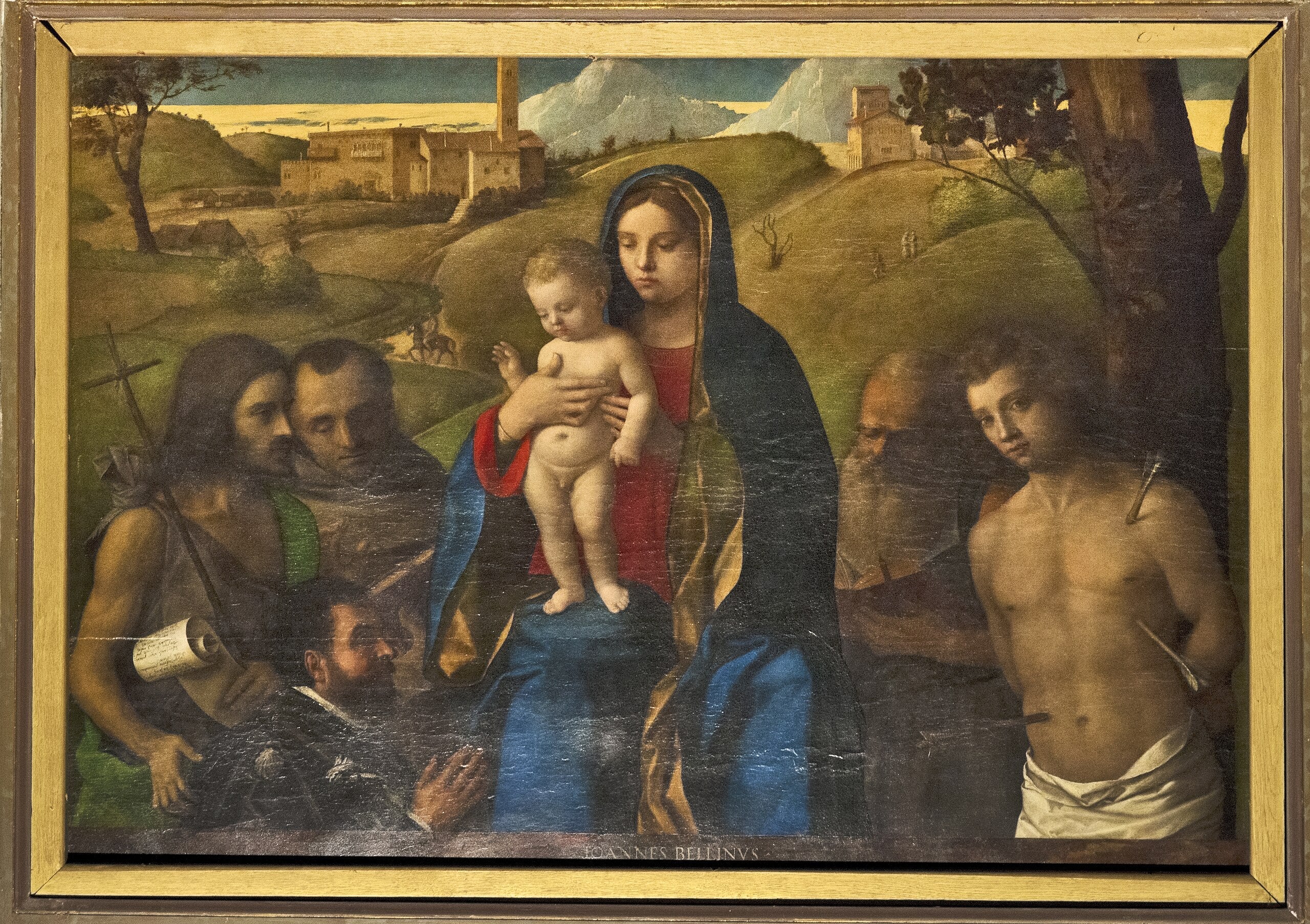 Vierge à l’Enfant avec quatre saints (Jean-Baptiste Francis Jérôme et Sébastien (de gauche à droite)) et le Donateur