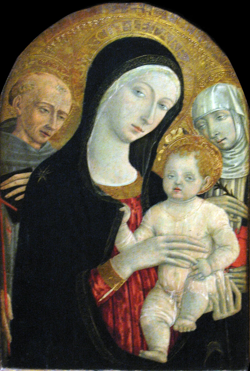 Jomfru med barnet med Sankt Frans og Sankt Katarina af Siena - Matteo di Giovanni