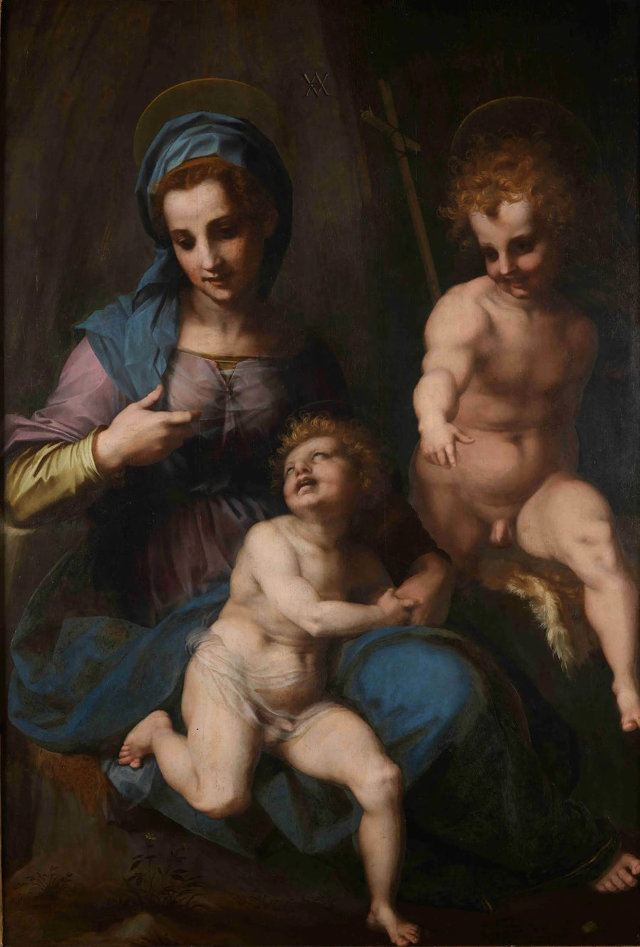 Jomfru med barnet og Sankt Johannes Døberen som barn - Andrea del Sarto