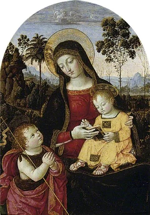 Jomfru med barnet og Sankt Johannes Døberen - Pinturicchio