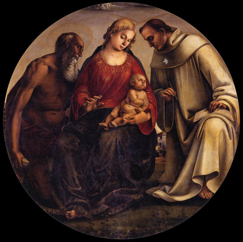 Jomfru med barnet med Sankt Jerome og Sankt Bernard af Clairvaux - Luca Signorelli