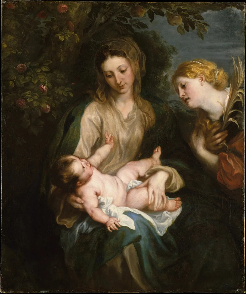 Jomfru med Barnet med helgen Catherine af Alexandria - Antoine van Dyck