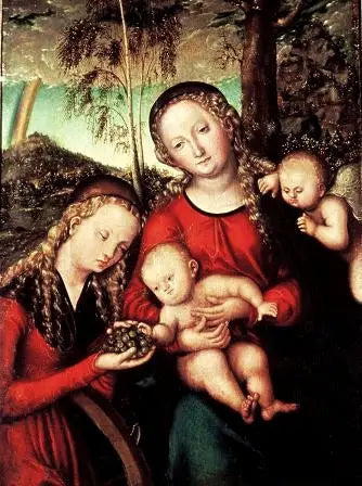 Jomfru med Barnet med Sankt Katharina af Alexandria - Lucas Cranach den Ældre