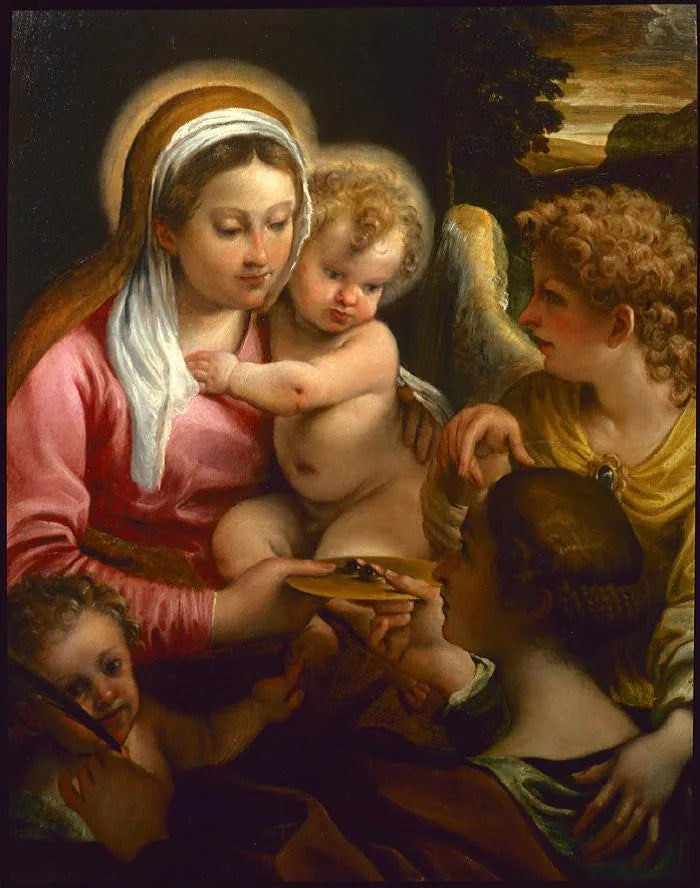 Jomfru med barnet med Sankt Lucia og den unge Johannes Døberen - Annibale Carracci