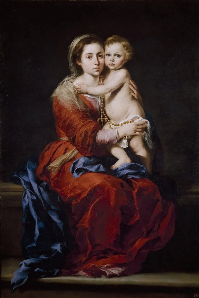 Jomfru med Barnet med en rosenkrans - Bartolomé Esteban Murillo