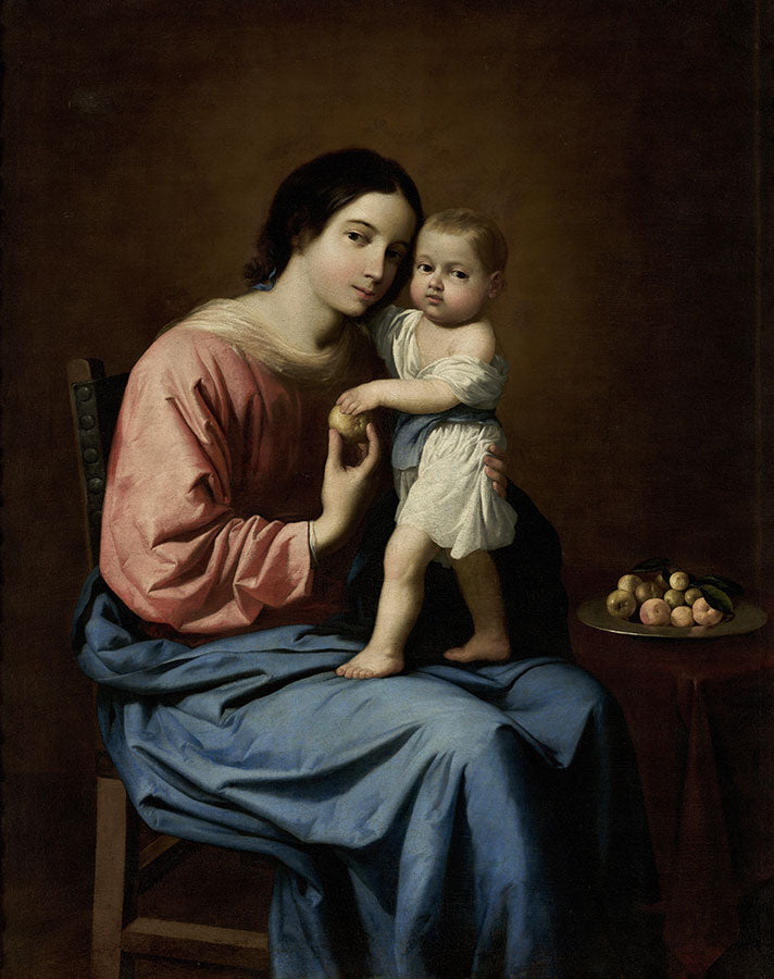 Jomfru med barnet med en frugtfat - Francisco de Zurbarán