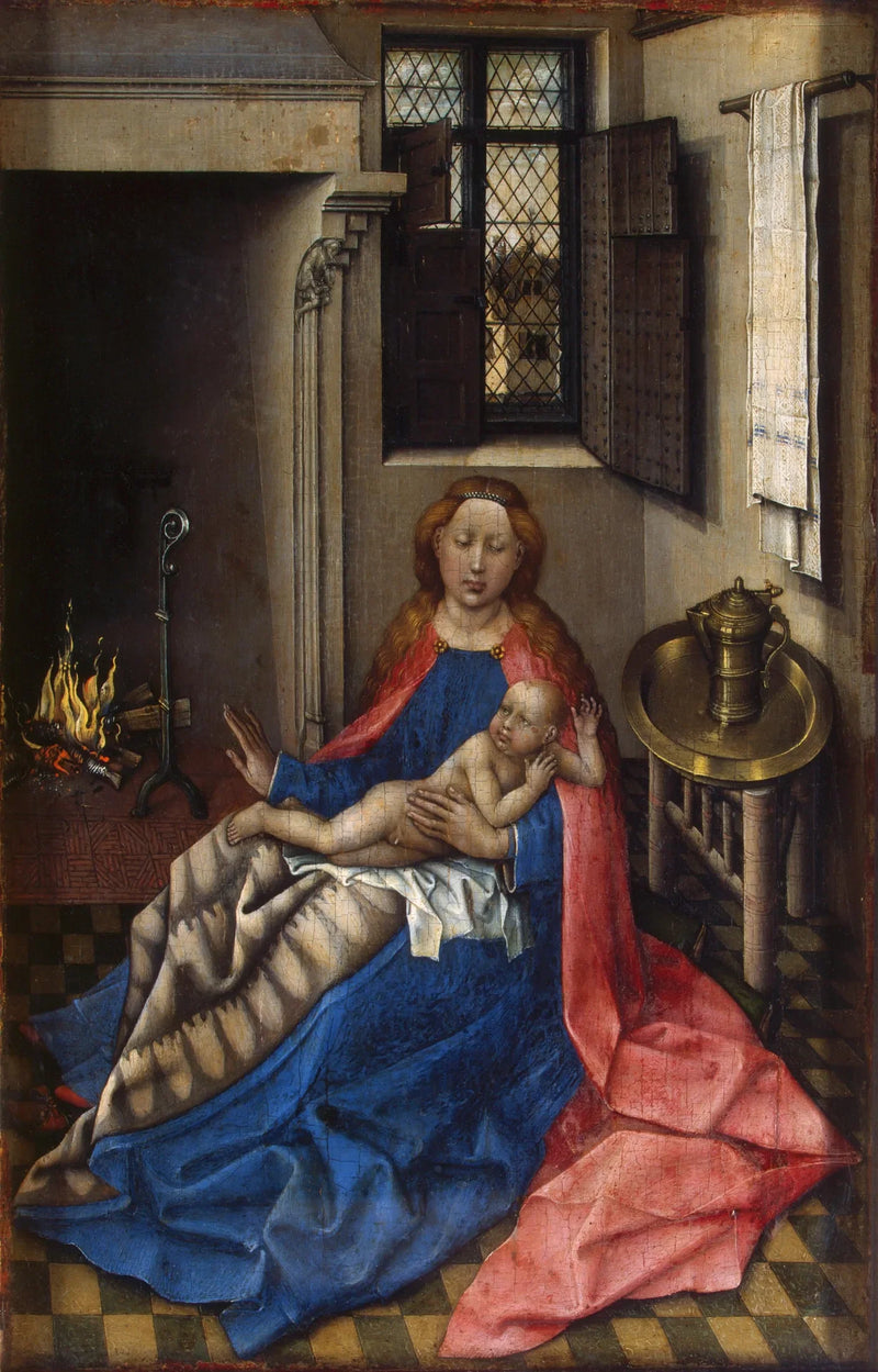 Jomfru med Barnet foran pejsen - Robert Campin