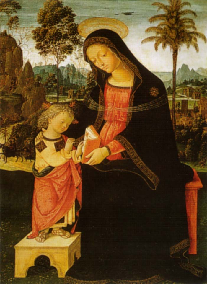 Jomfru med barnet, der skriver - Pinturicchio