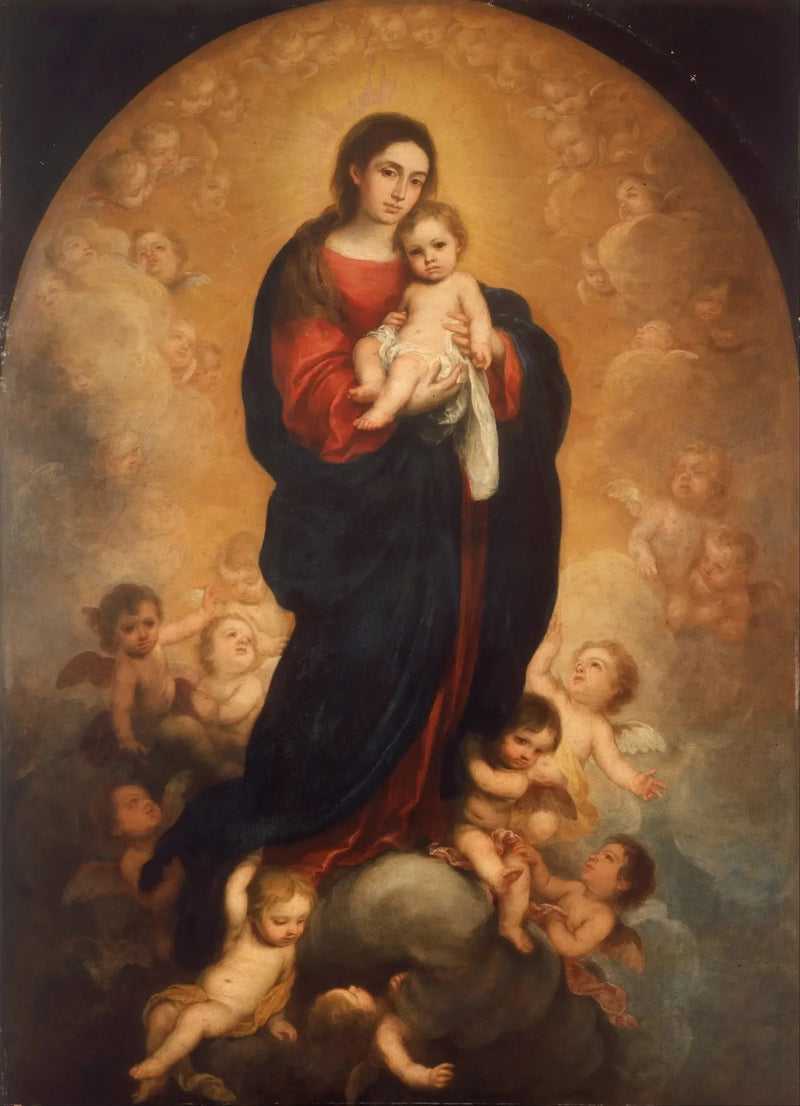 Jomfru med barnet i herlighed - Bartolomé Esteban Murillo
