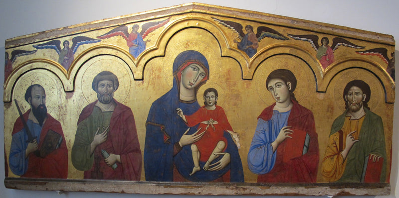 Jomfru med barnet omgivet af fire hellige - Guido da Siena