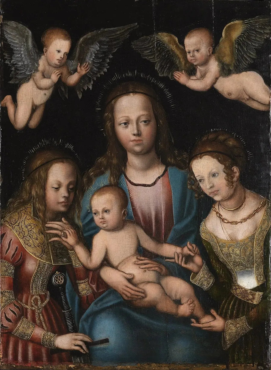 Jomfru med barnet og hellige Katharina og hellige Barbara - Lucas Cranach den Ældre