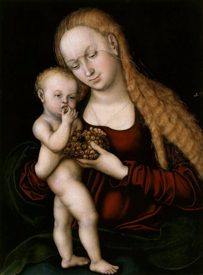 Jomfru med barnet, der spiser druer - Lucas Cranach den Ældre