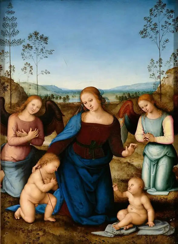Jomfru med Barnet, Johannes og to engle - Pietro Perugino