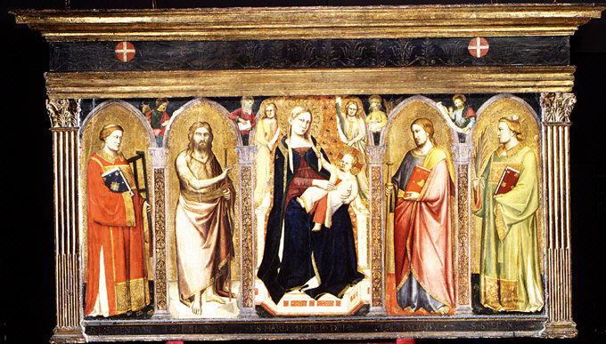 Jomfru med barnet, siddende med helgener - Taddeo Gaddi