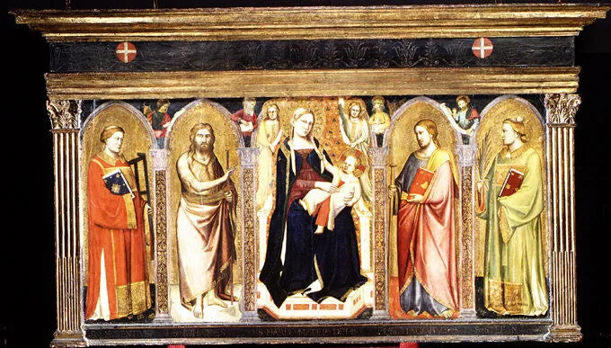 Jomfru med barnet, siddende med helgener - Taddeo Gaddi