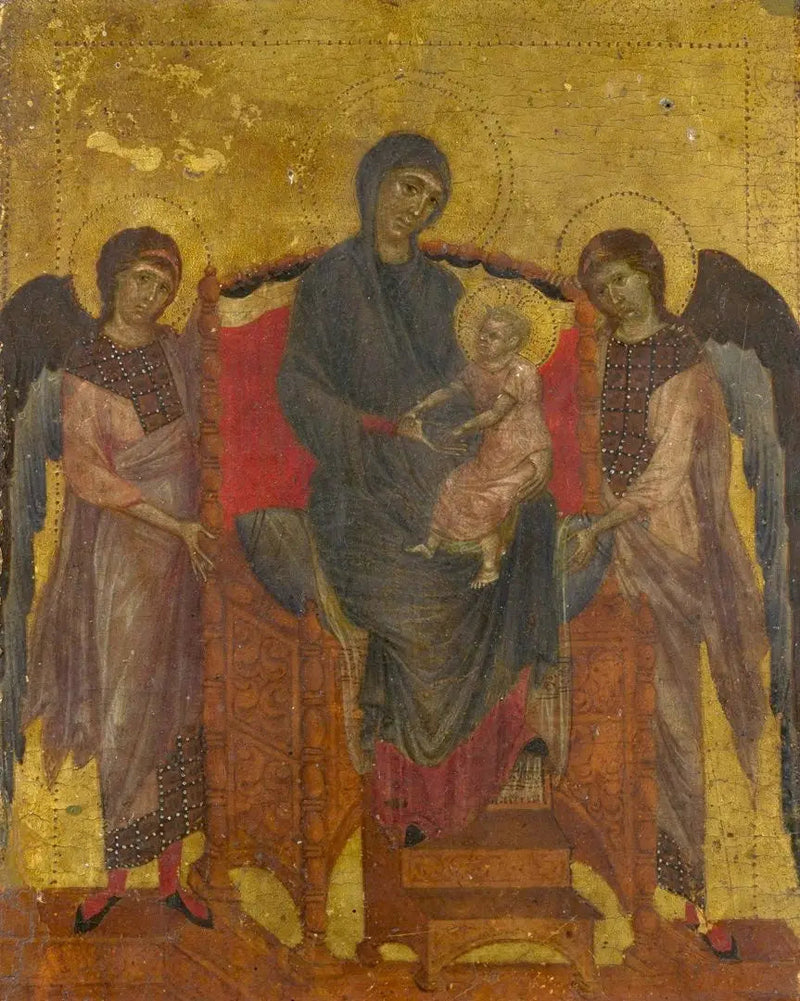 Jomfru med barnet, siddende og omgivet af to engle - Cimabue