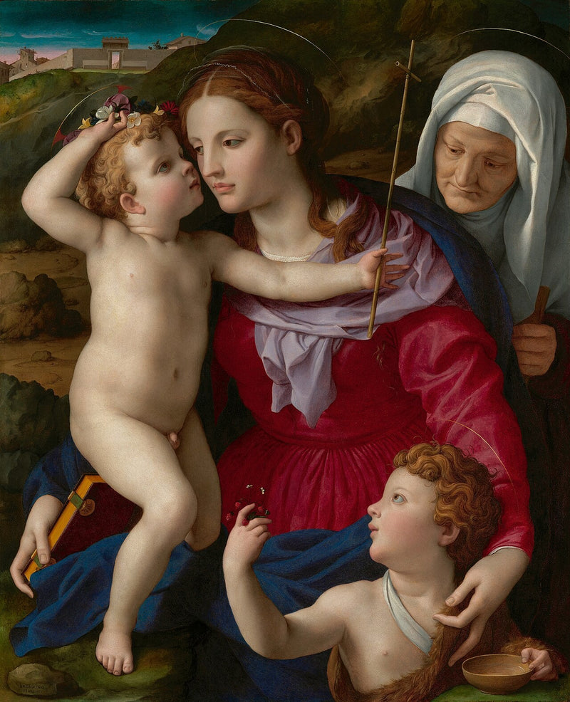 Jomfru med barnet med helgen Elisabeth og Johannes Døberen - Bronzino