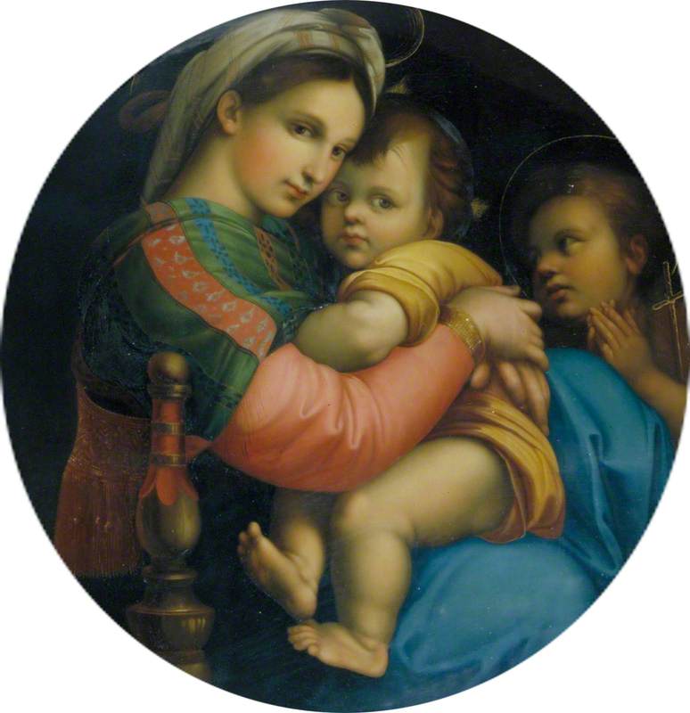 Reproduction du tableau « Vierge à l'Enfant (Madonna della Seggiola) - Raphaël Sanzio » par Alpha Reproduction en peinture à l’huile