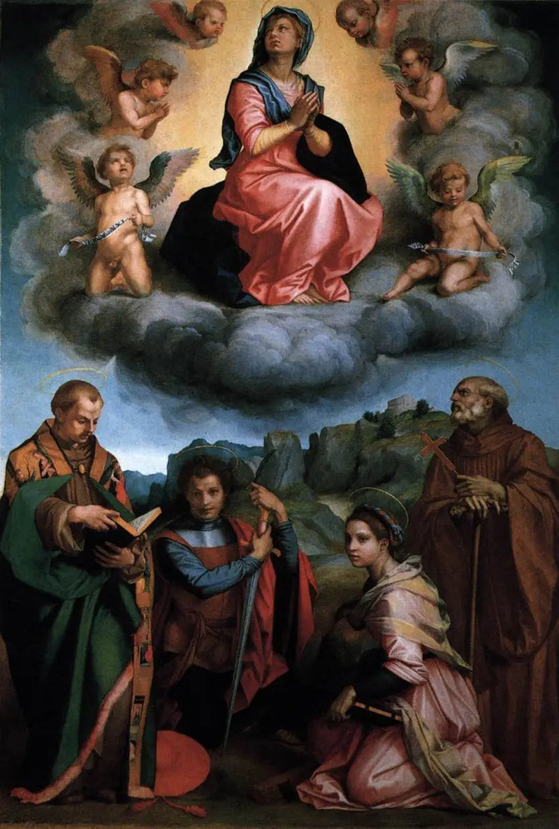 Jomfru i herlighed med fire helgener (Andrea del Sarto) - Andrea del Sarto