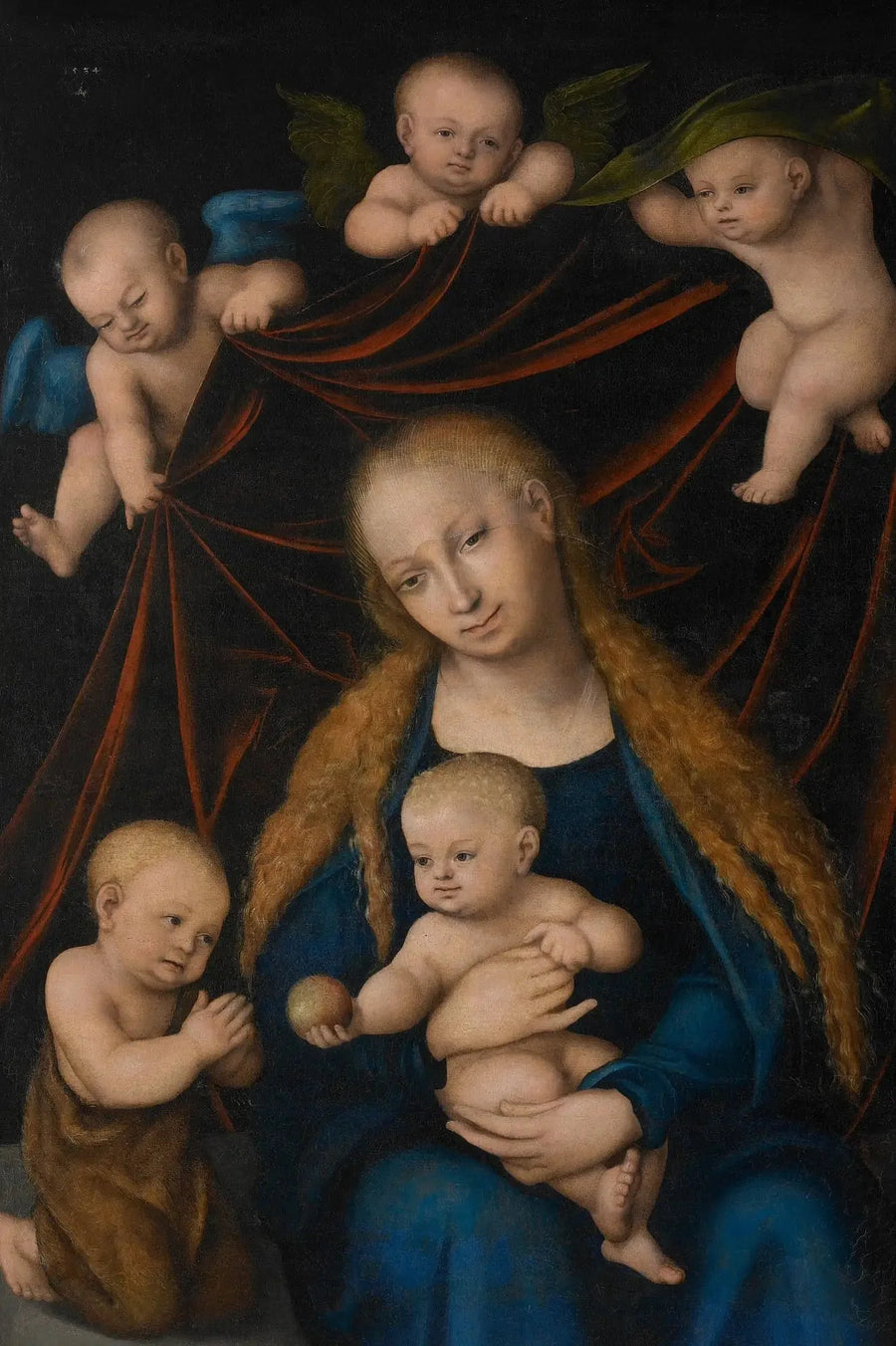 Jomfru, Barn, Sankt Johannes Døberen og Engle - Lucas Cranach den Ældre