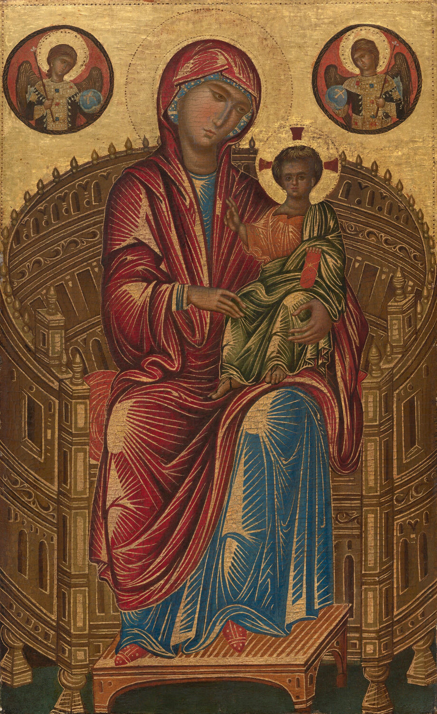 Vierge à l'Enfant sur un trône courbé - Byzantine 13th Century
