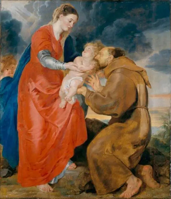 Jomfru med barnet Jesus og Saint Franciskus af Assisi - Peter Paul Rubens