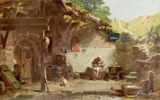 Vieux moine devant sa cellule - Carl Spitzweg - Reproductions de tableaux et peintures haut de gamme