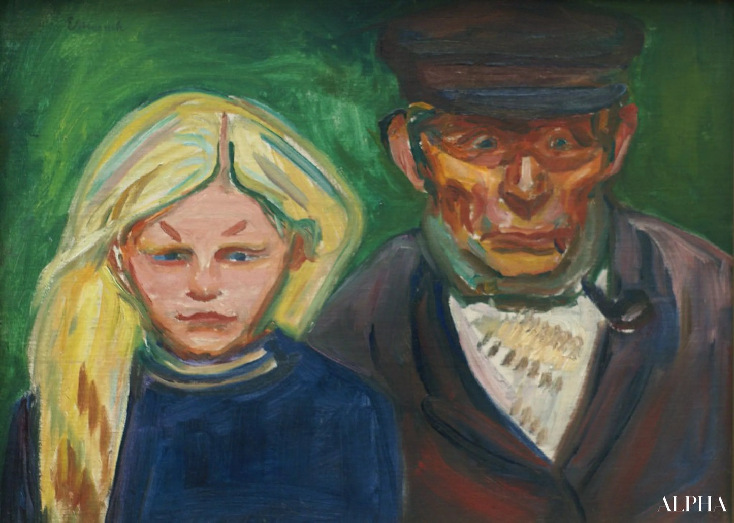Gammel fisker med sin datter - Edvard Munch - Reproduktioner af malerier og højkvalitets malerier