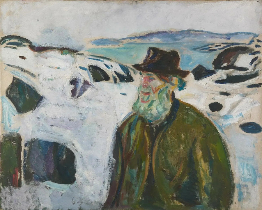 Gamle Fisker ved en sneklædt kyst - Edvard Munch