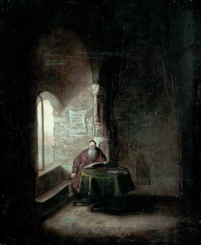 Gamle videnskabsmand i et hvælvet værelse - Rembrandt