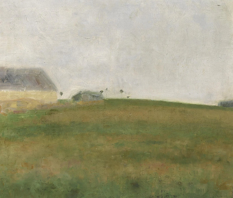 Bâtiment de ferme devant un champ d’avoine - Vilhelm Hammershøi