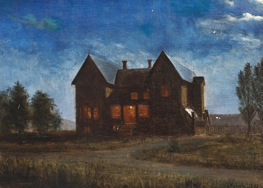 Villa en en nat under månelys. - Peder Severin Krøyer