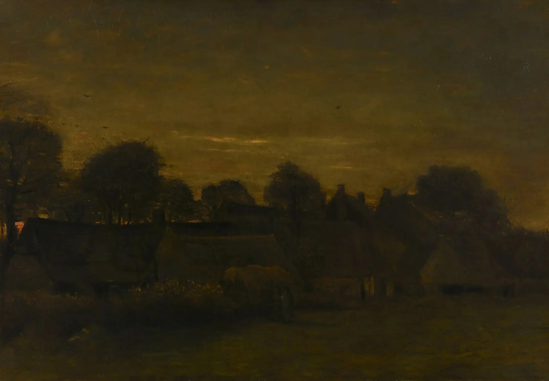 Village agricole au crépuscule - Vincent van Gogh image 1 reproduction de peinture à l’huile