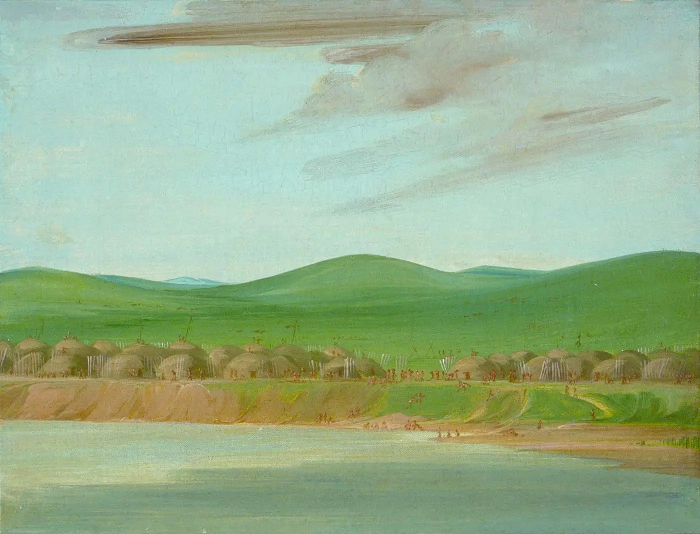 Village Arikara de lodges recouverts de terre à 2 600 km au-dessus de Saint-Louis - George Catlin - Alpha Reproduction