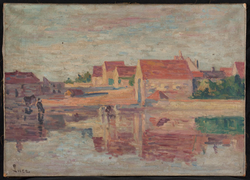 Landsby ved en flodbred - Maximilien Luce