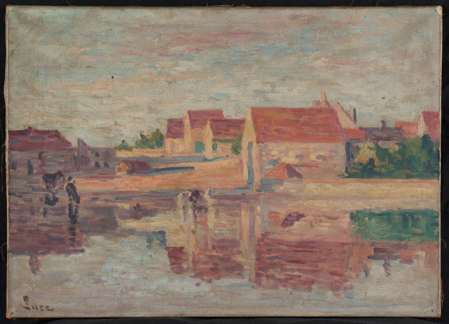Landsby ved en flodbred - Maximilien Luce