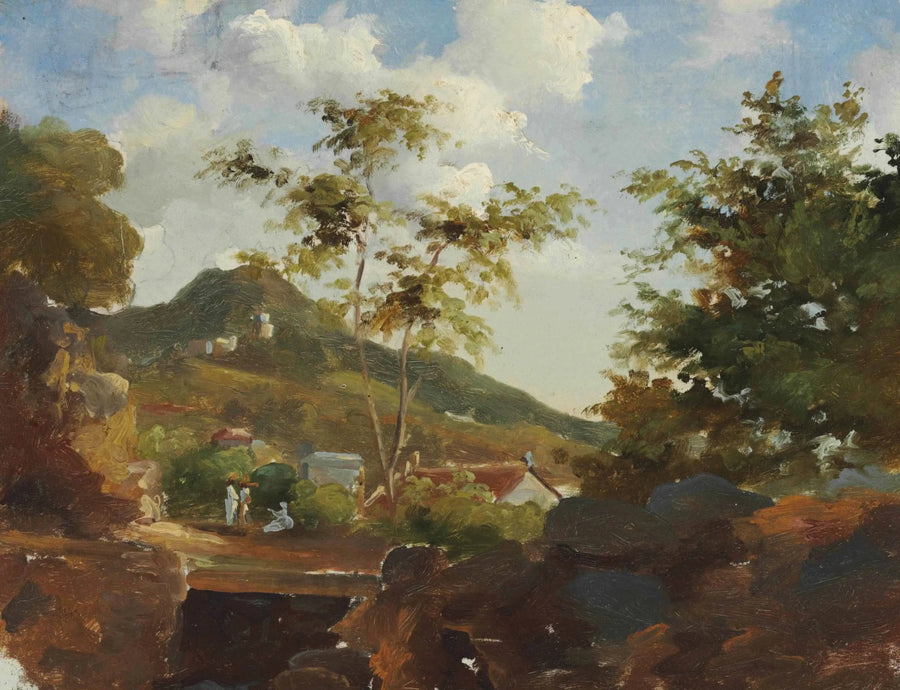 Landsby ved foden af en bakke - Camille Pissarro