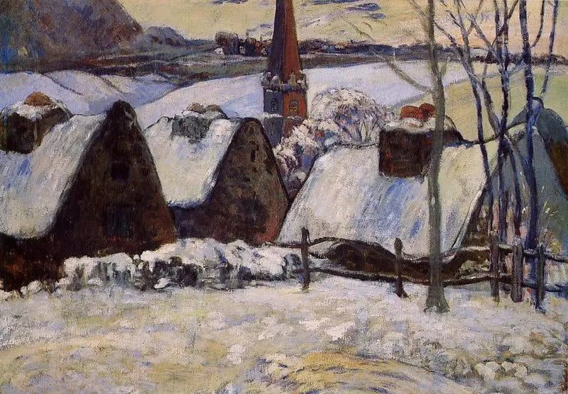 Breton landsby under sneen - Paul Gauguin