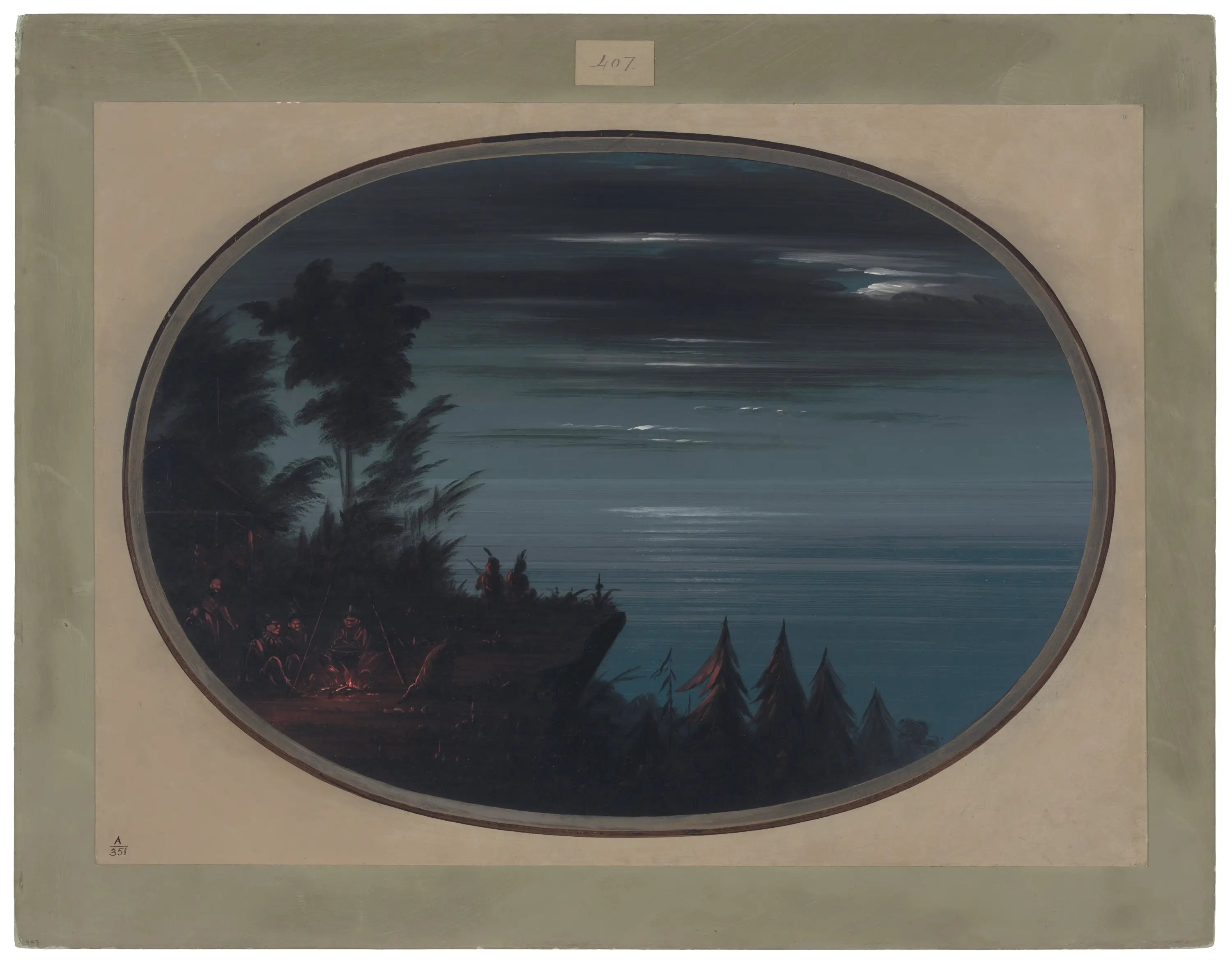 Village de Nayas la nuit - George Catlin - Alpha Reproduction