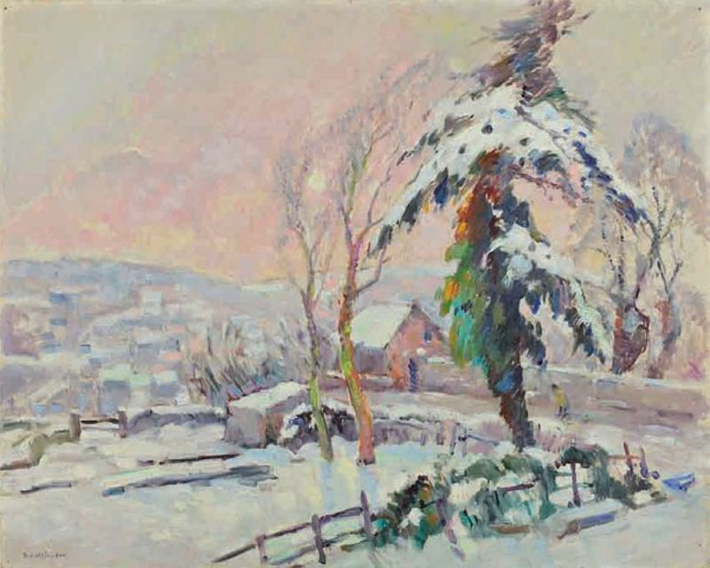 Sneklædt landsby - Robert Antoine Pinchon