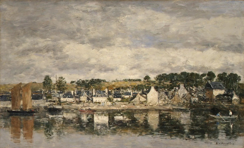 Landsby ved en flod - Eugène Boudin