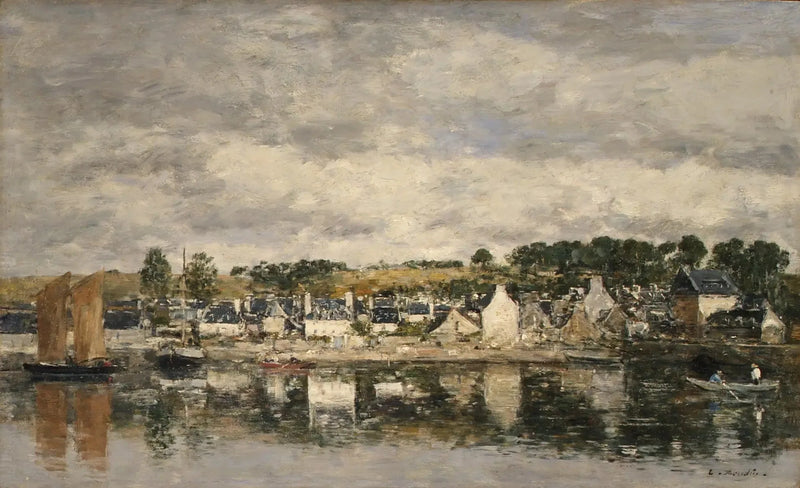 Landsby ved en flod - Eugène Boudin