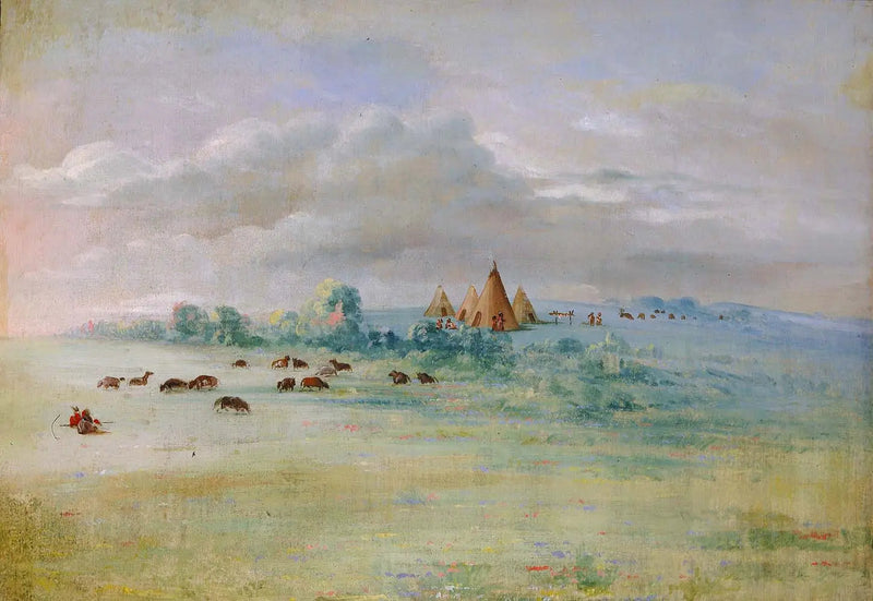 Village Sioux, Calhoun-søen, nær Fort Snelling - George Catlin