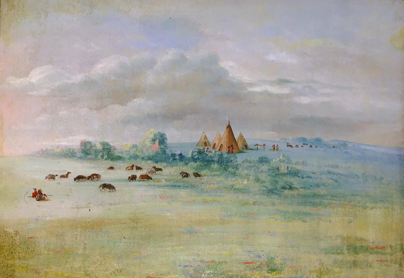 Village Sioux, Calhoun-søen, nær Fort Snelling - George Catlin