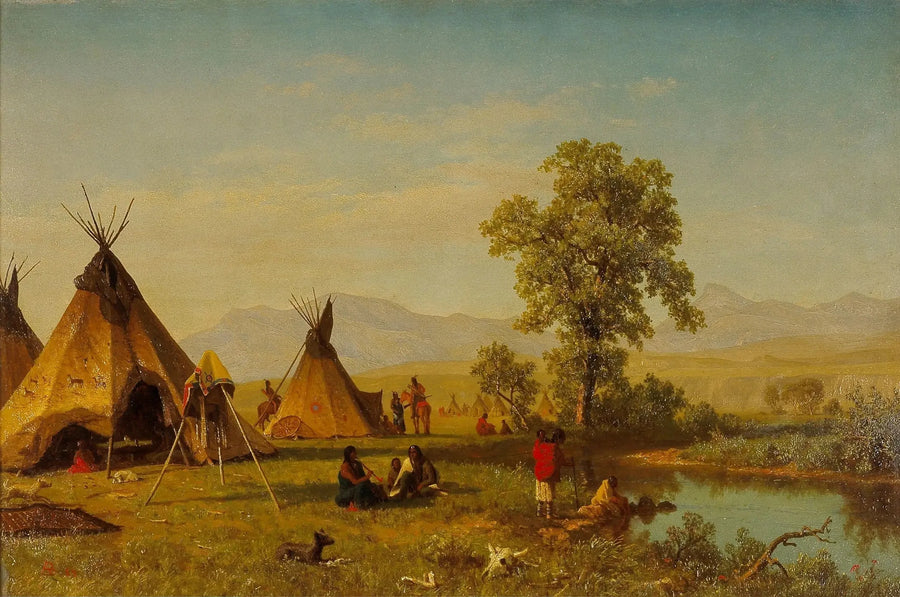 Sioux-landsby nær Fort Laramie - Albert Bierstadt