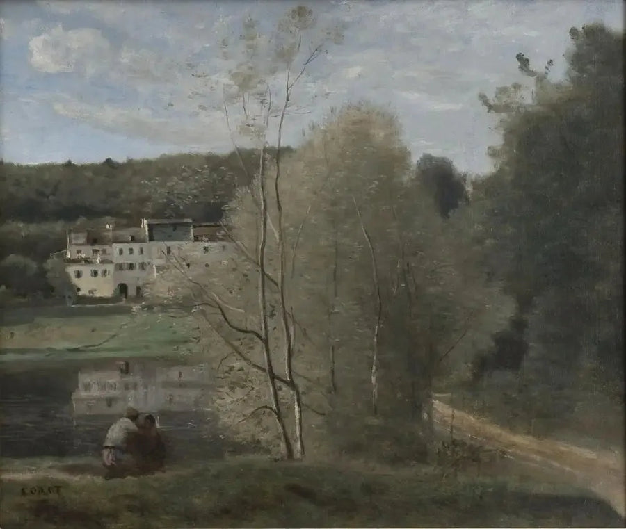 Ville-d'Avray, søen og husene Cabassud - Jean-Baptiste Camille Corot