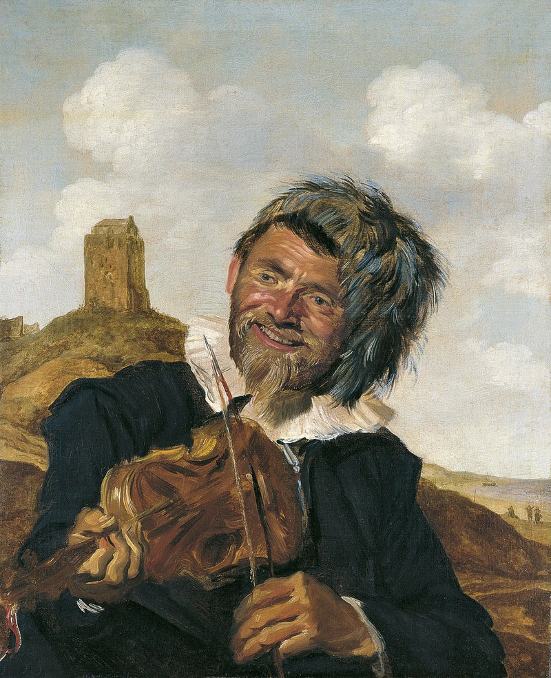 Venstrehåndet violinist i et landskab af klitter - Frans Hals