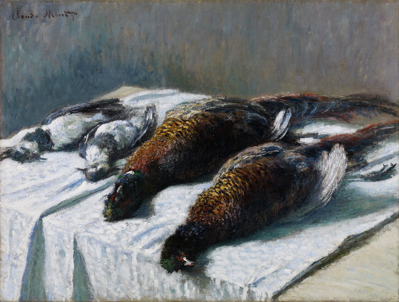 Stilleben med fasaner og plovere W550 - Claude Monet