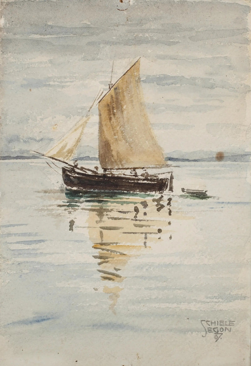 Sejlbåd med refleksioner - Egon Schiele