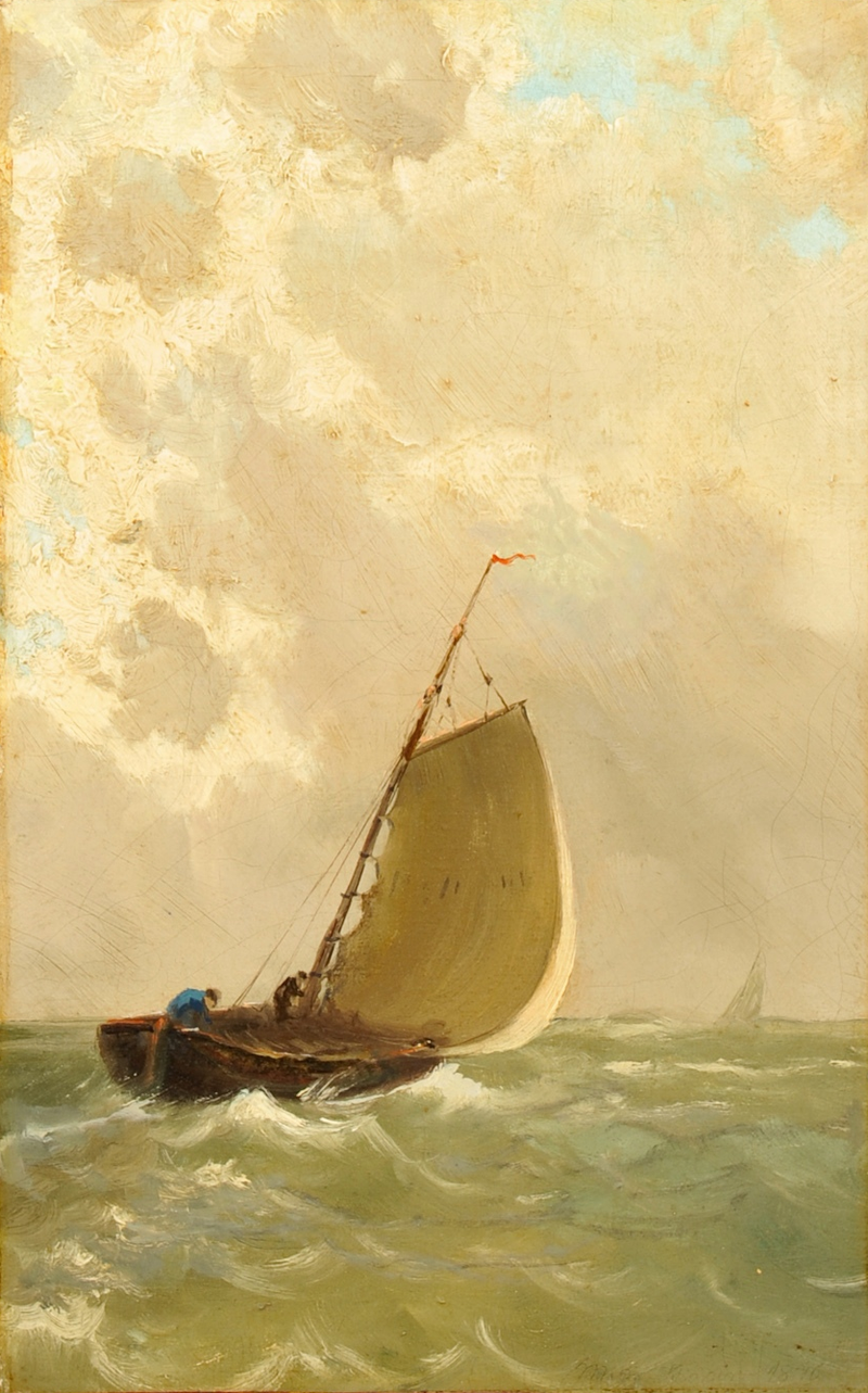 Sejlads i oprørt hav. - Michael Peter Ancher
